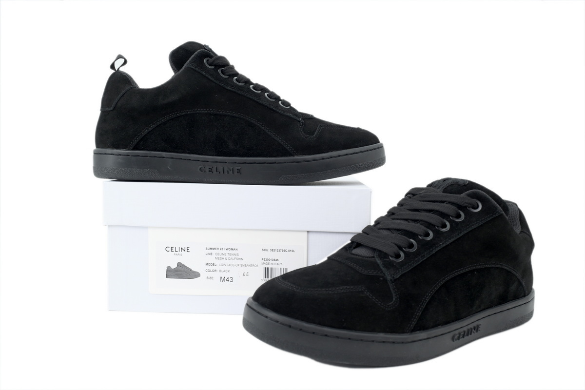 Celine Huntington Suede Sneaker Black