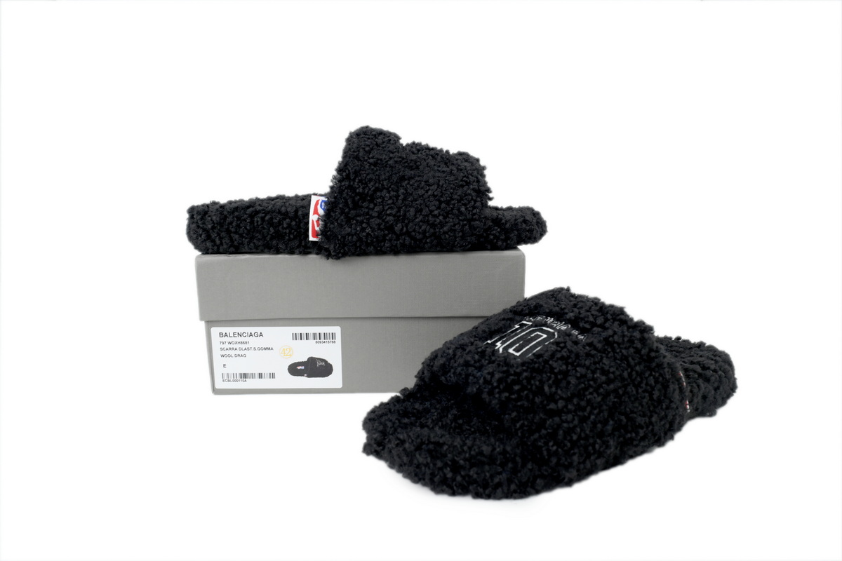 NBA x Balenciaga Furry Slides Black