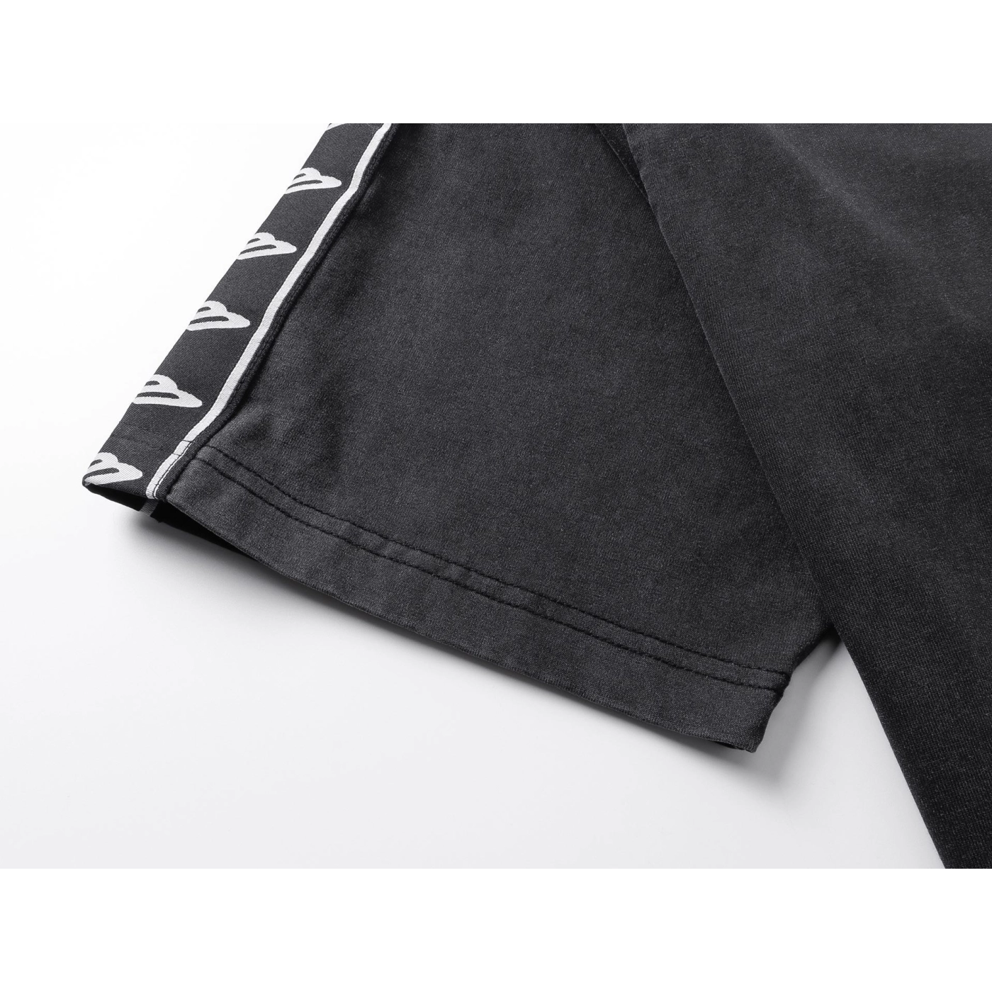 Balenciaga Washed & Distressed T-Shirt With 3B Artistic Webbing Accents Sleeves Black/Grey