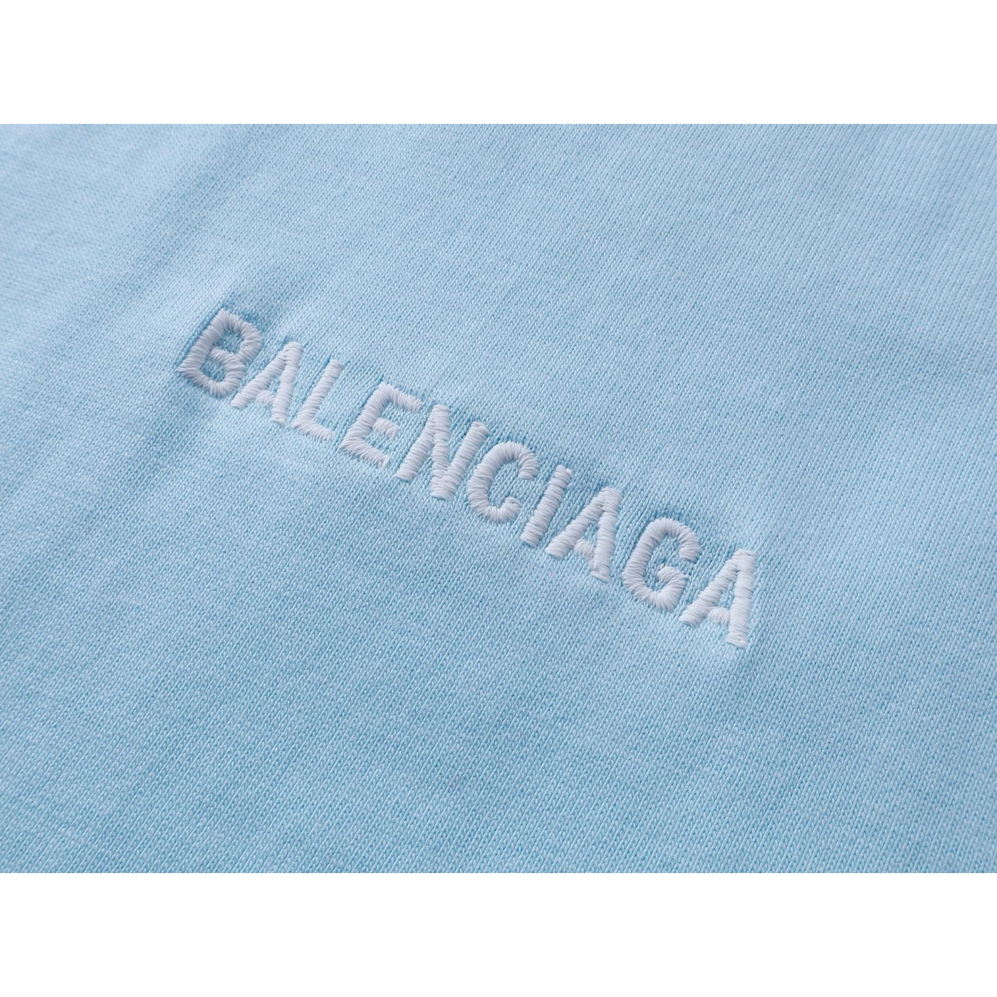 Balenciaga Logo Embroidered Washed Distressed T-shirt Black/Blue