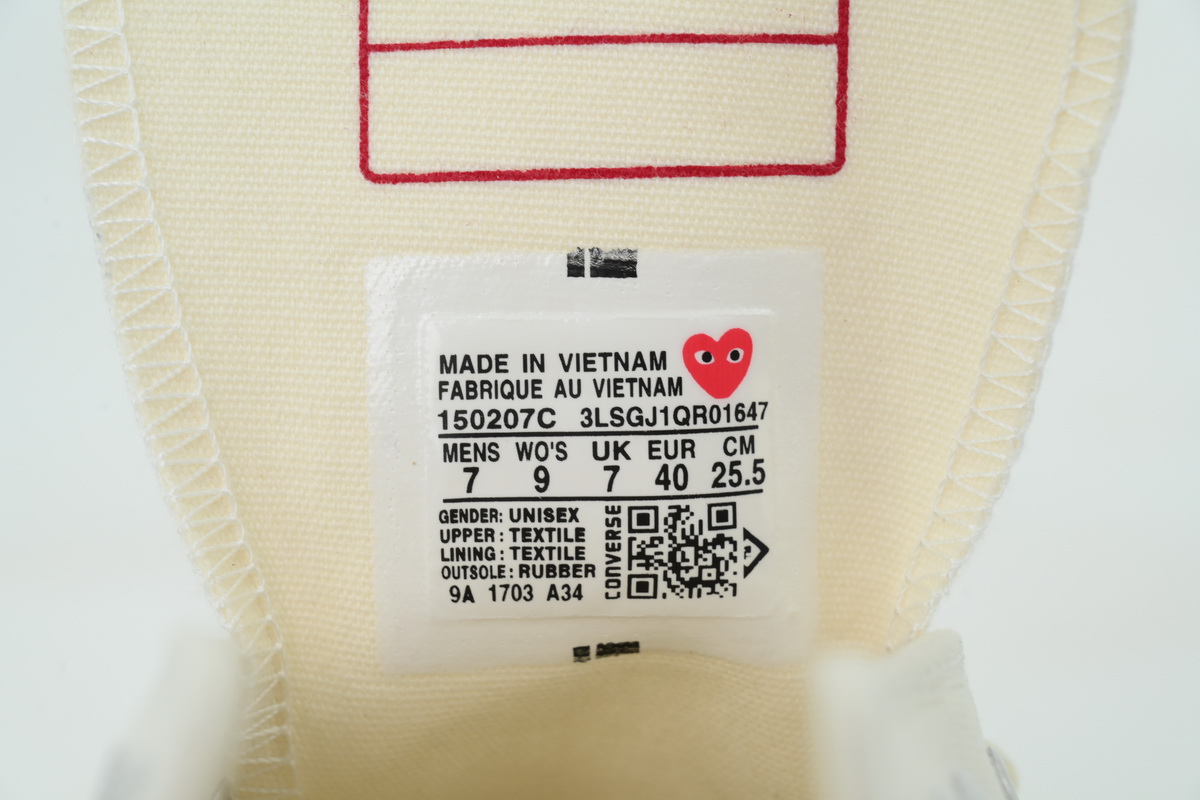 Comme des Garçons Play x Converse Chuck 70 Low Milk 150207C