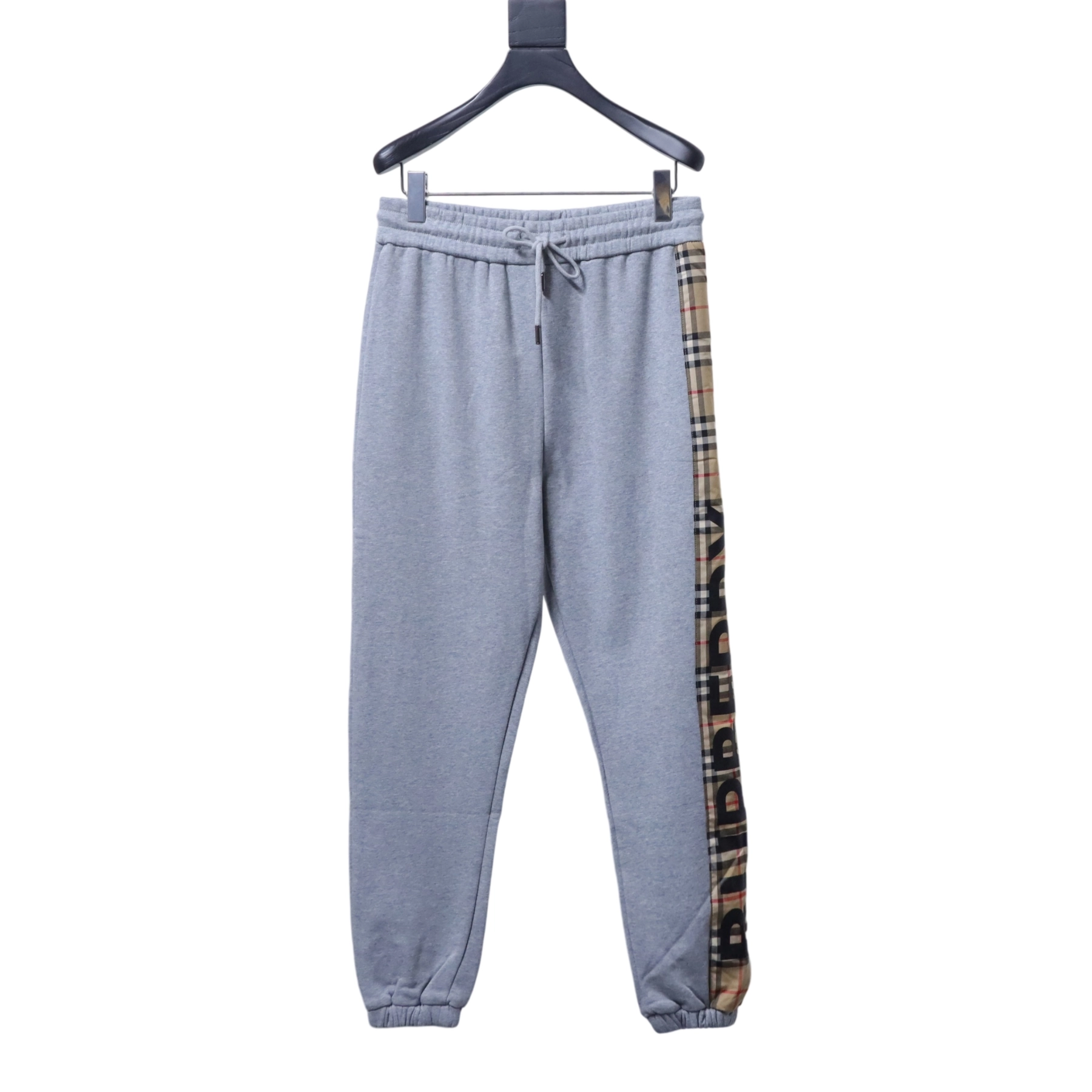 Burberry Side-Lettering Check Trousers Grey