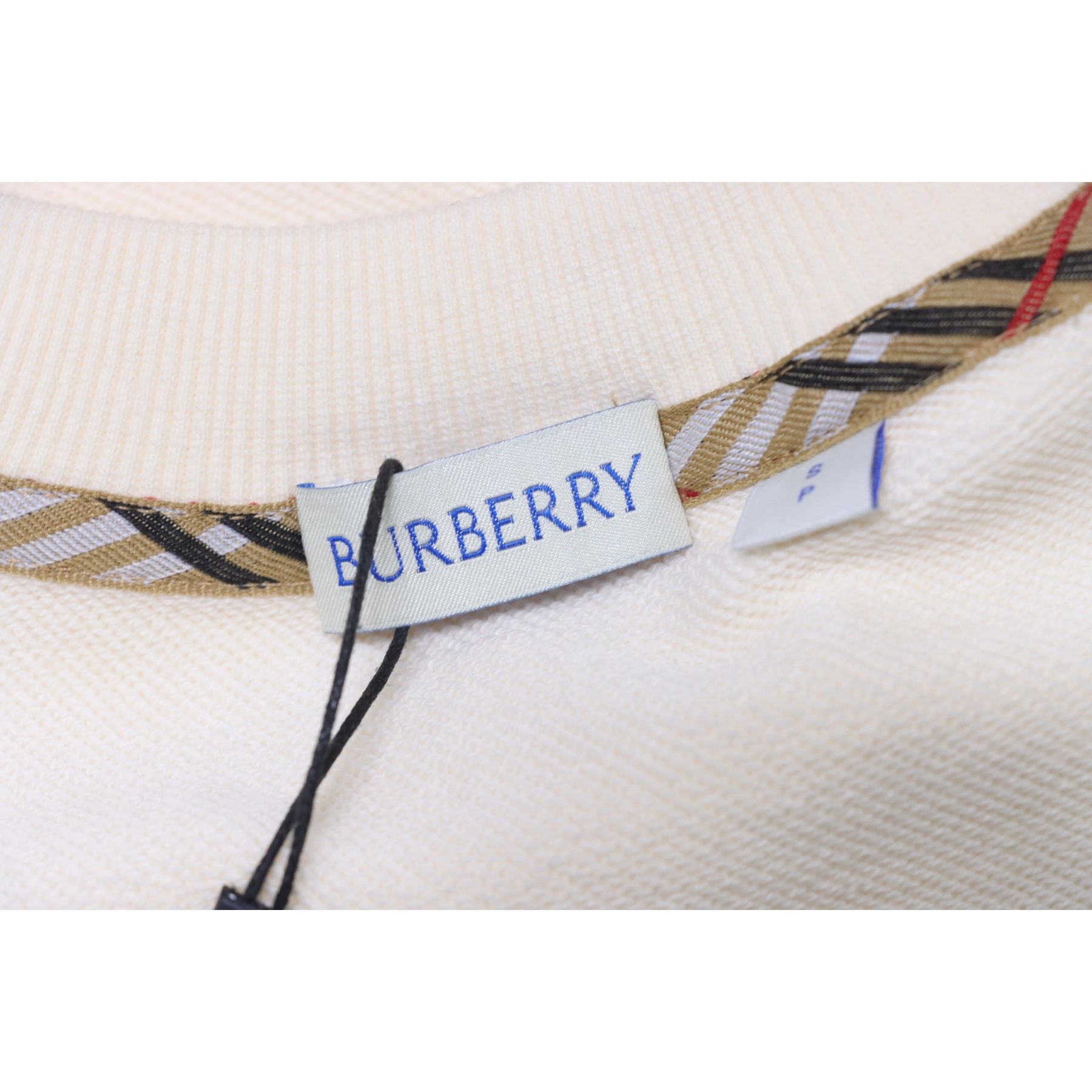 Burberry Check-Pocket Crewneck Sweatshirt White