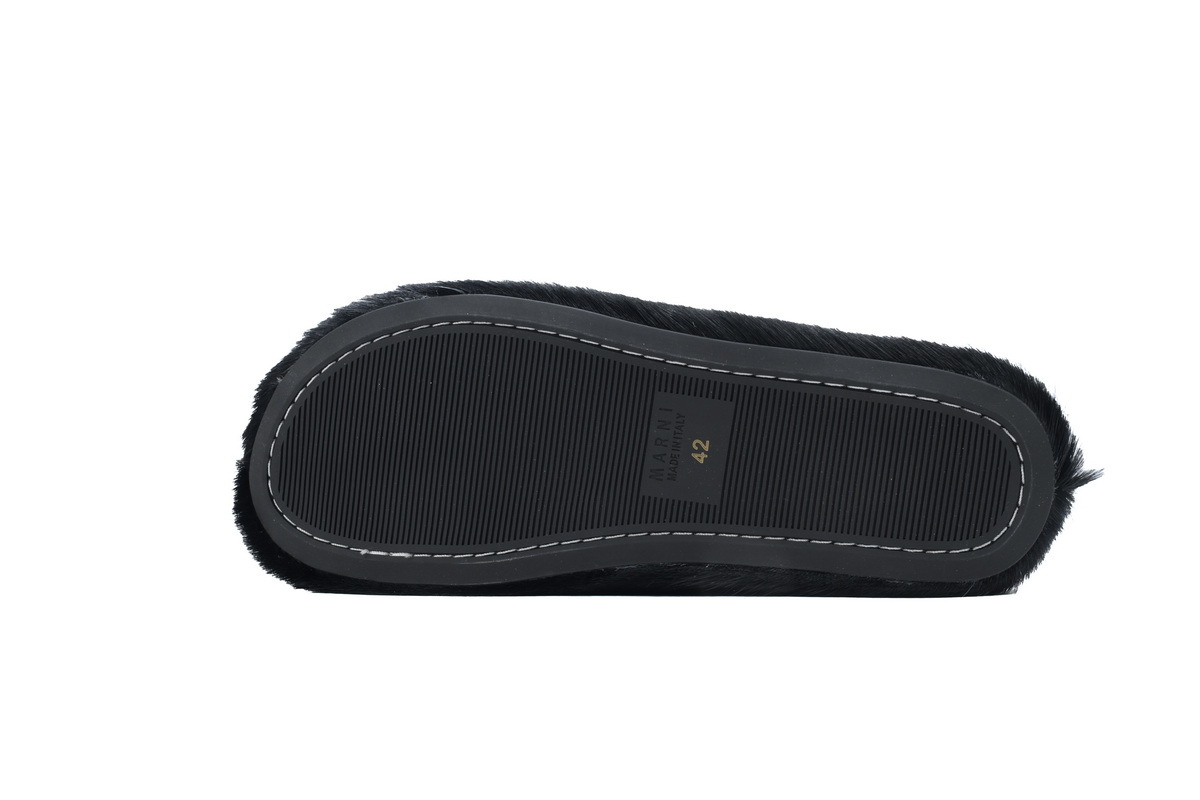 Marni Loafers Long-hair Calfskin Fussbett Sabot Black Slippers