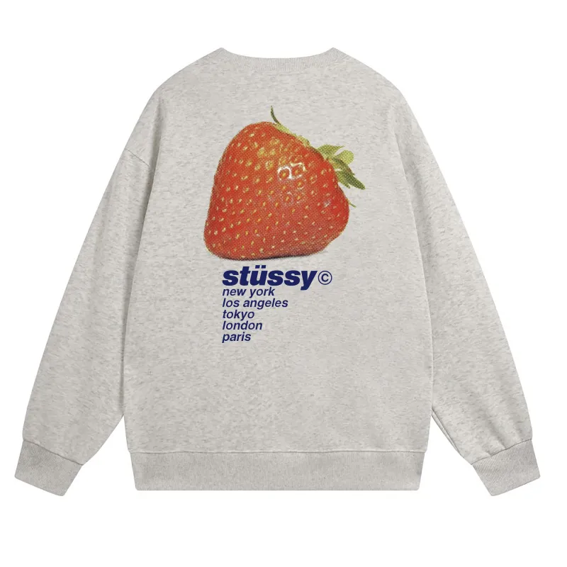 Stussy Jumper Strawberry Hoodie Grey