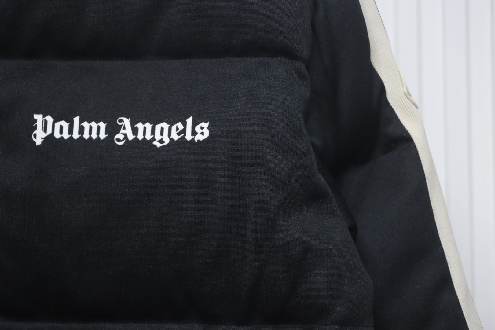 Moncler Palm Angels Striped Quilted Shell Down Jacket Black