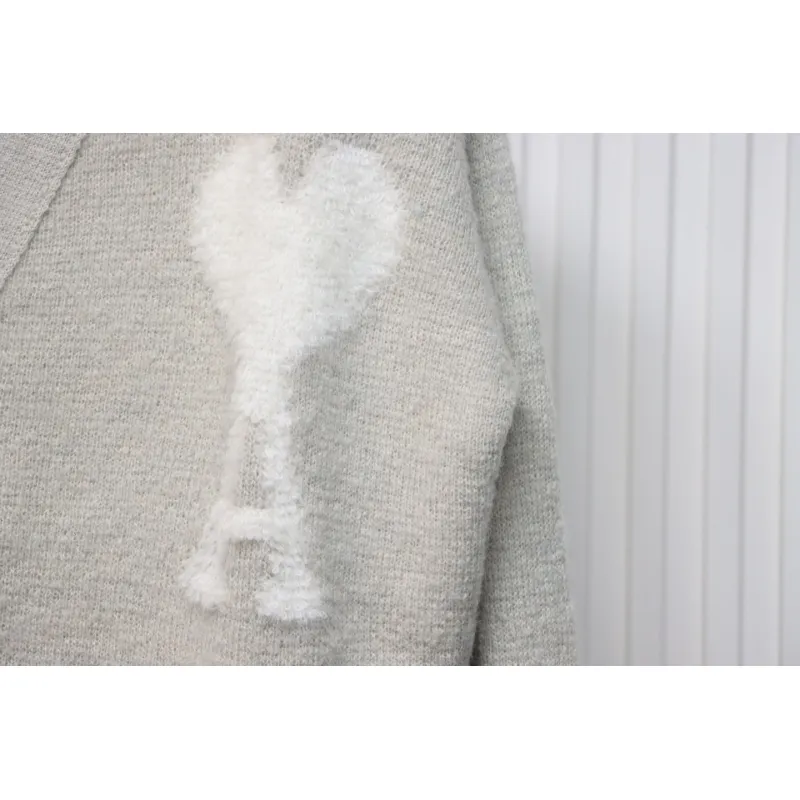 AMI Paris Ami de Coeur Cardigan Grey