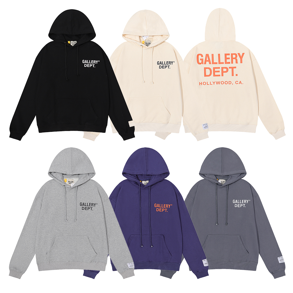Gallery Dept Hoodie With Hat White Purple Black Grey