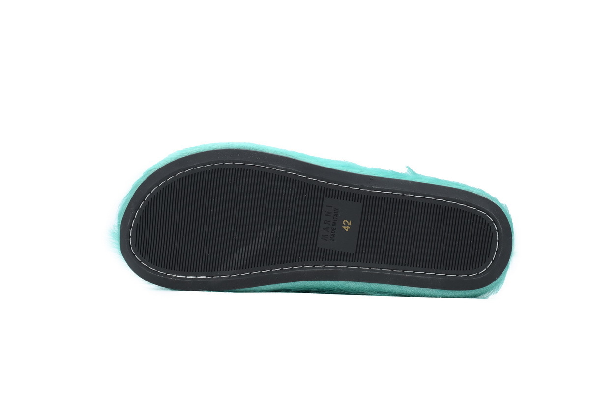 Marni Loafers Long-hair Calfskin Fussbett Sabot Light Green Slippers