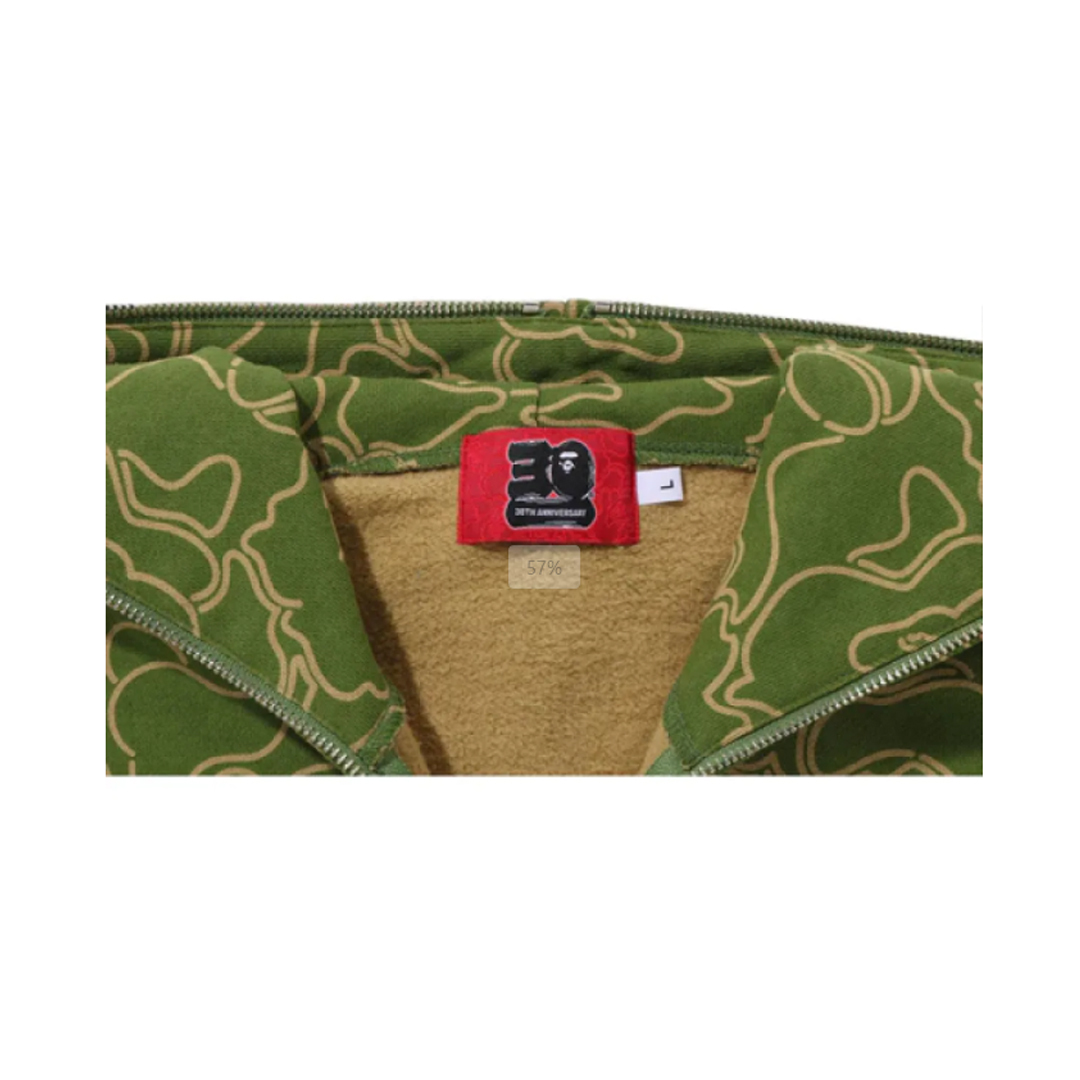BAPE 30th Anniversary Line Camo Shark Full Zip Hoodie Green