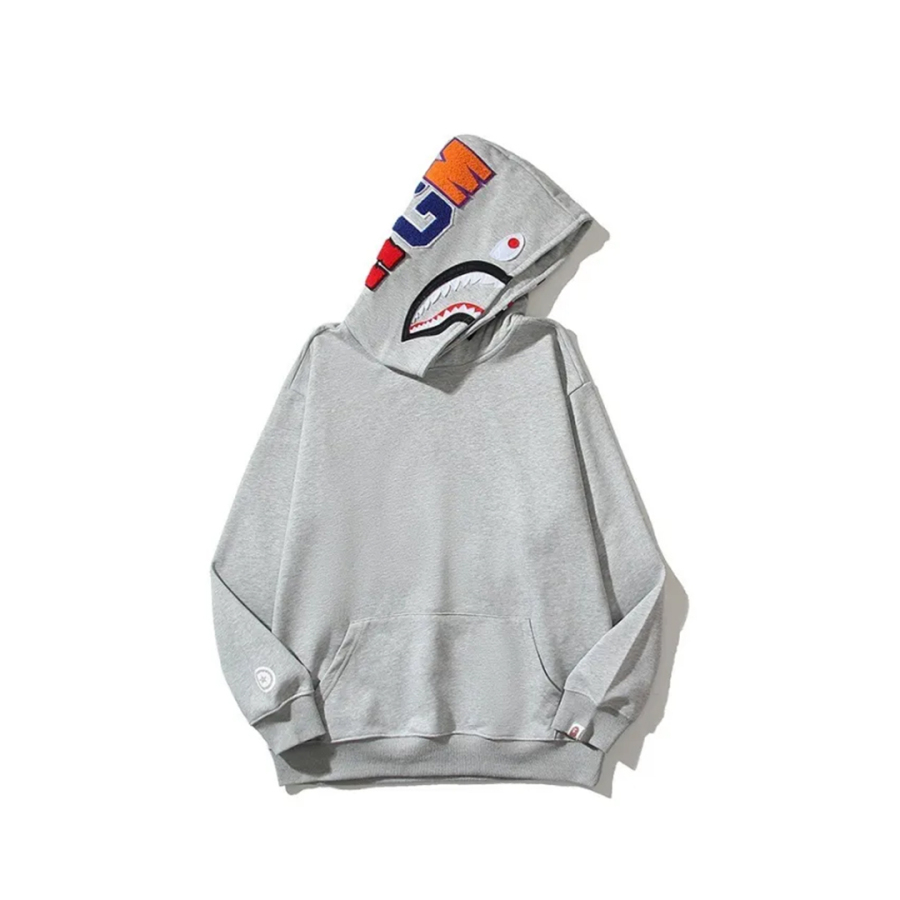 BAPE Solid Color Shark Hoodie Grey