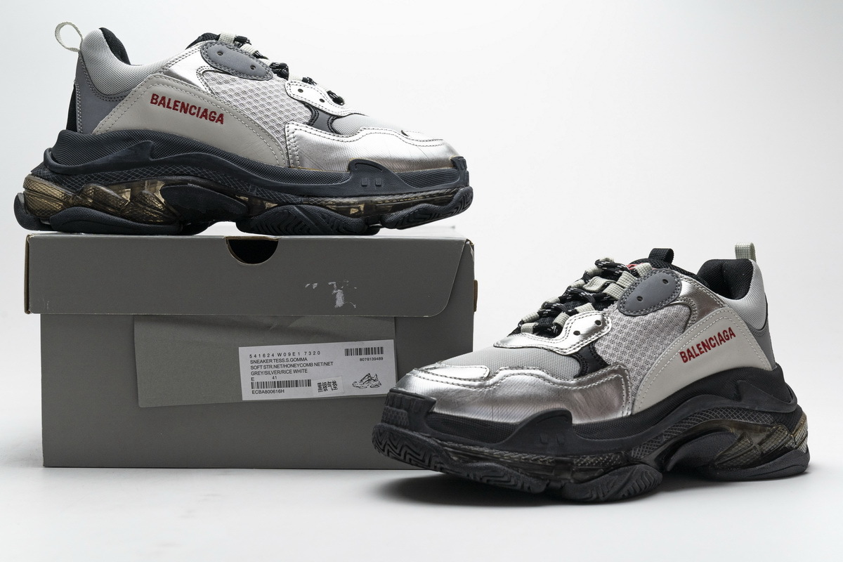 Balenciaga Triple S Black Silver 541624 W09E1 7320