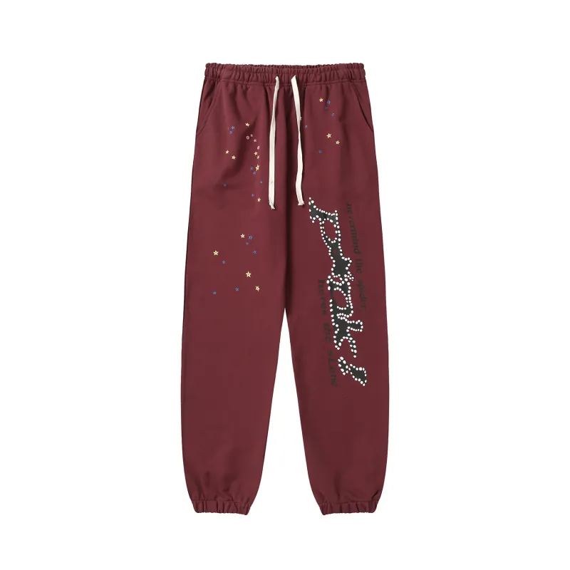 Sp5der Dark Red Suit Hoodie and Sweatpant