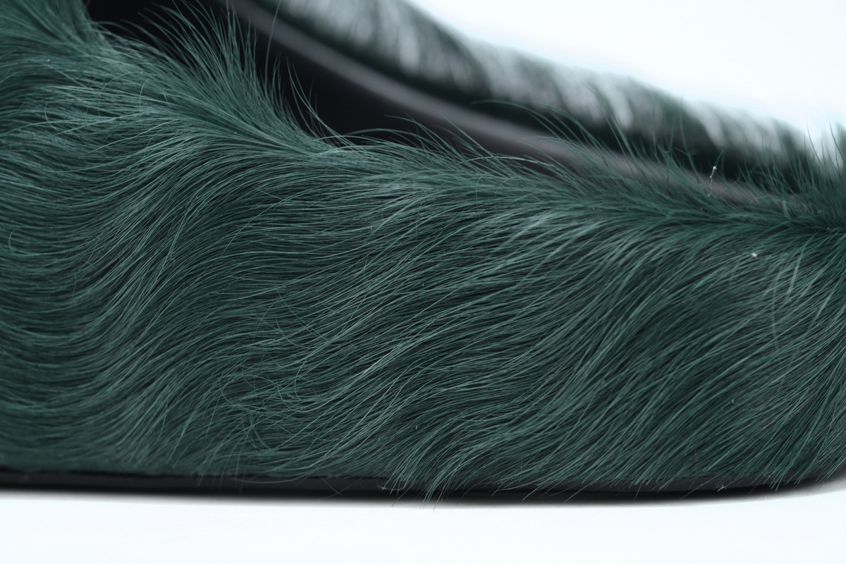 Marni Loafers Long-hair Calfskin Fussbett Sabot Deep Green Slippers