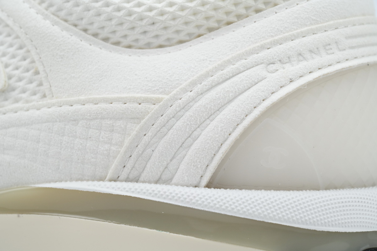 Chanel Fabric Laminated Low Top Sneakers White