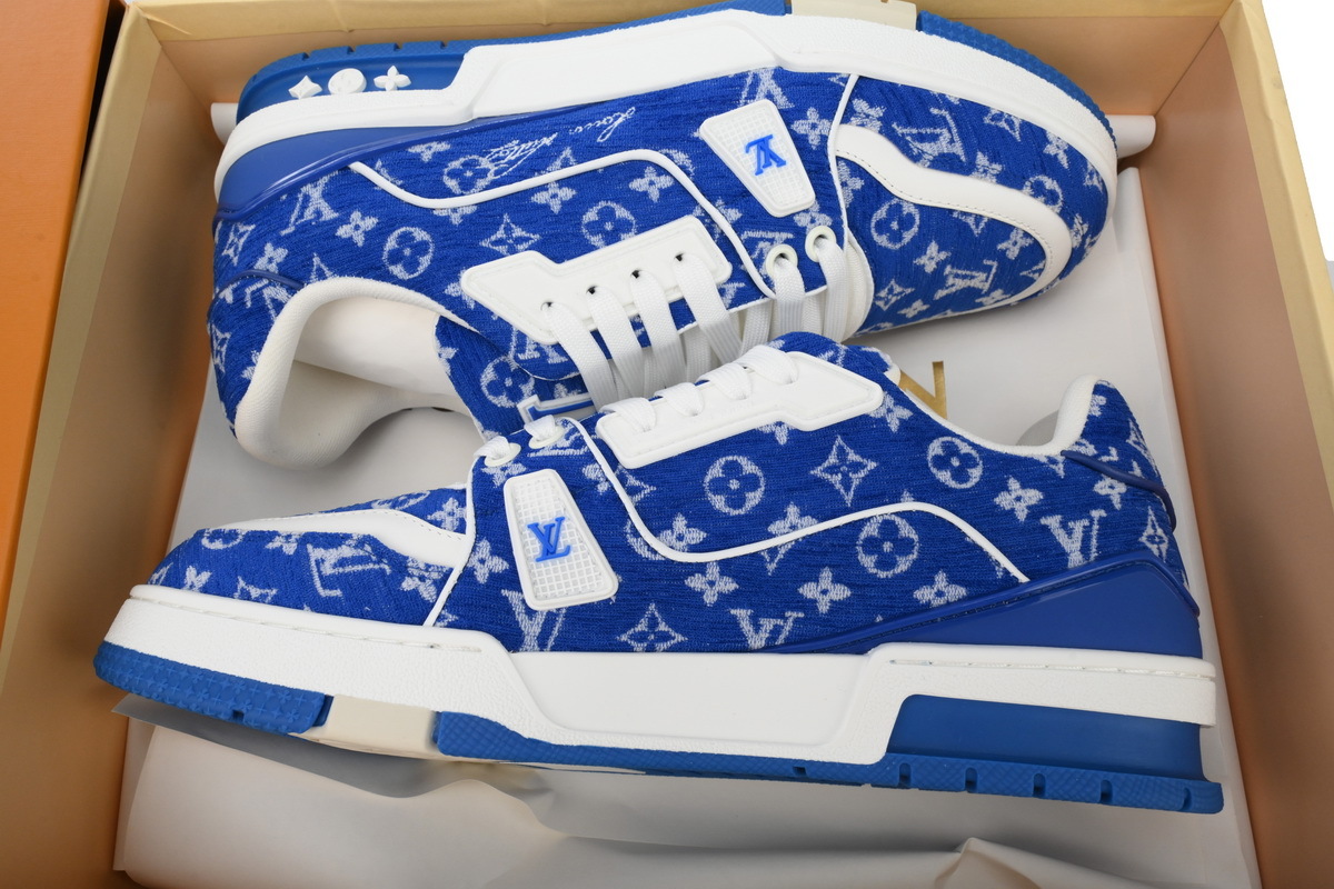 Louis Vuitton Trainer Blue Monogram Textileextile