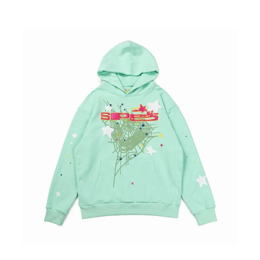Sp5der Spider Web Print Gothic Mint Hoodie