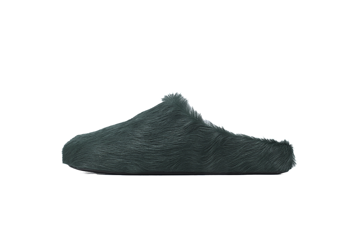 Marni Loafers Long-hair Calfskin Fussbett Sabot Deep Green Slippers