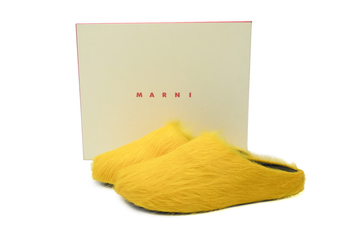 Marni Loafers Long-hair Calfskin Fussbett Sabot Yellow Slippers