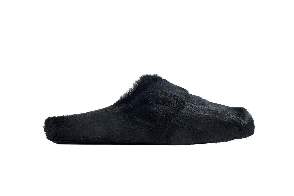 Marni Loafers Long-hair Calfskin Fussbett Sabot Black Slippers