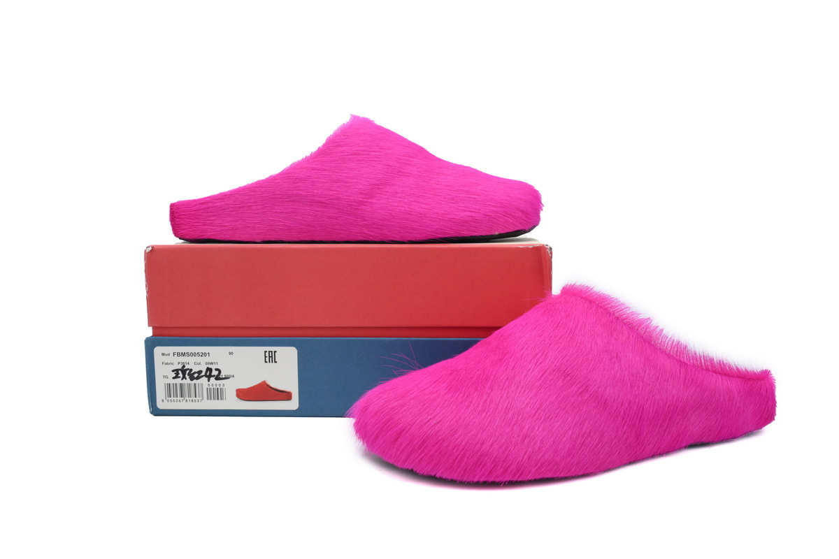 Marni Loafers Long-hair Calfskin Fussbett Sabot Rose Red Slippers