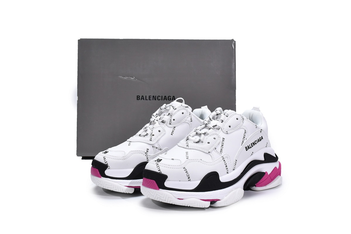 Balenciaga Triple S Letter White Rose Red 524039 W2FA4 9155