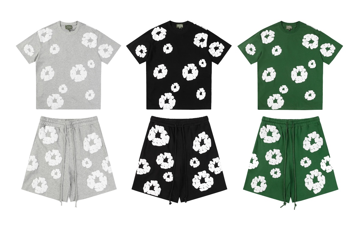 Denim Tears The Cotton Wreath T-shirt Shorts Tracksuit Grey Black Green