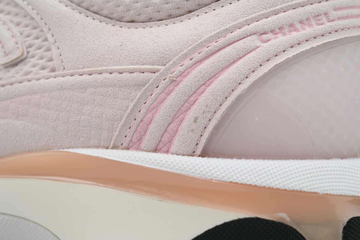 Chanel Fabric Laminated Low Top Sneakers Pink