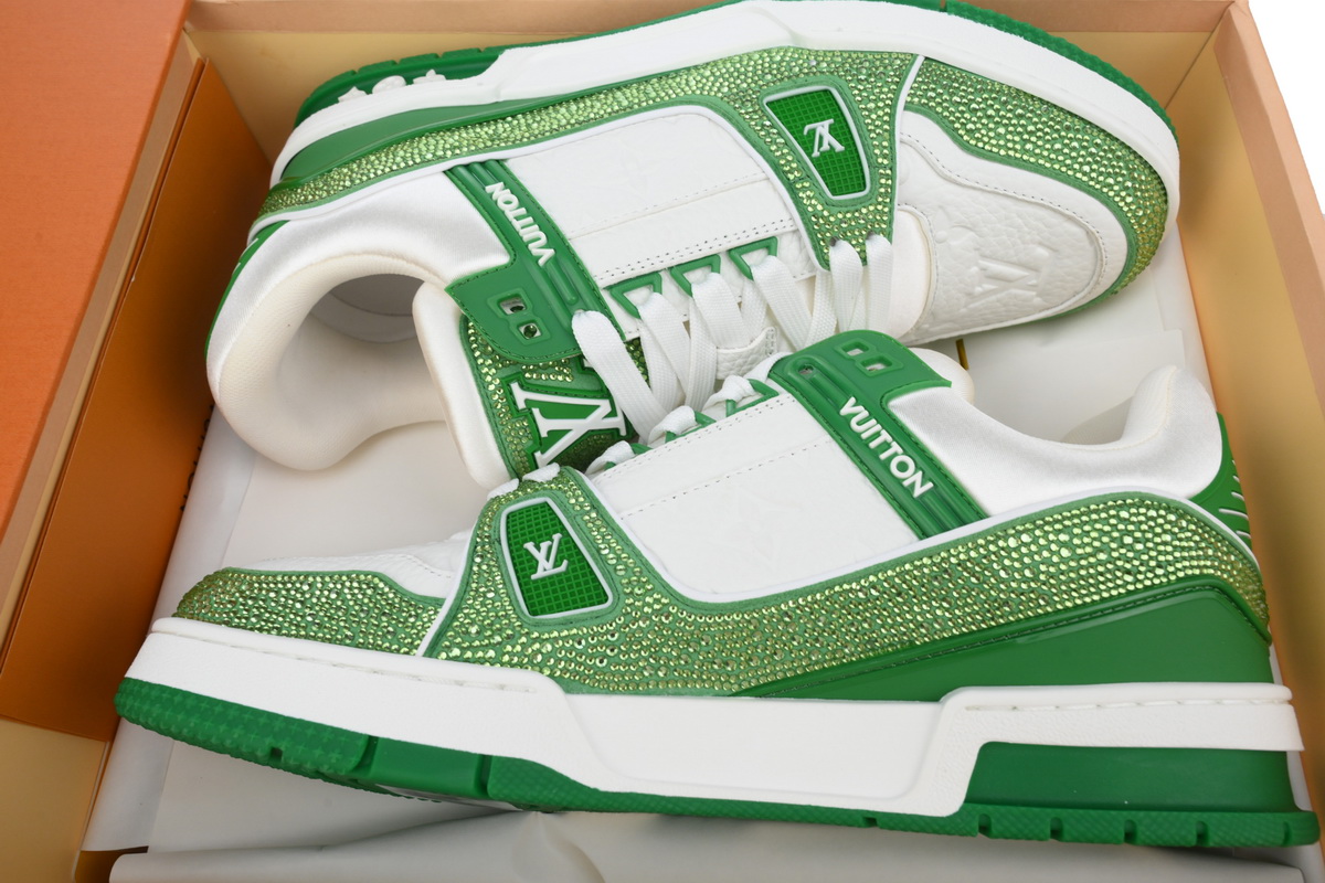 Louis Vuitton Trainer Green White Swarovski