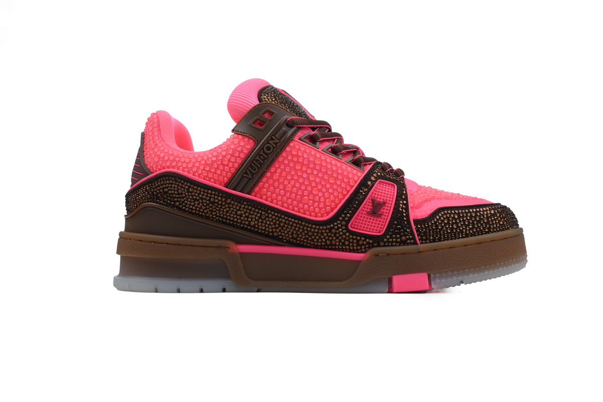 Louis Vuitton Trainer Pink Brown Rhinestone