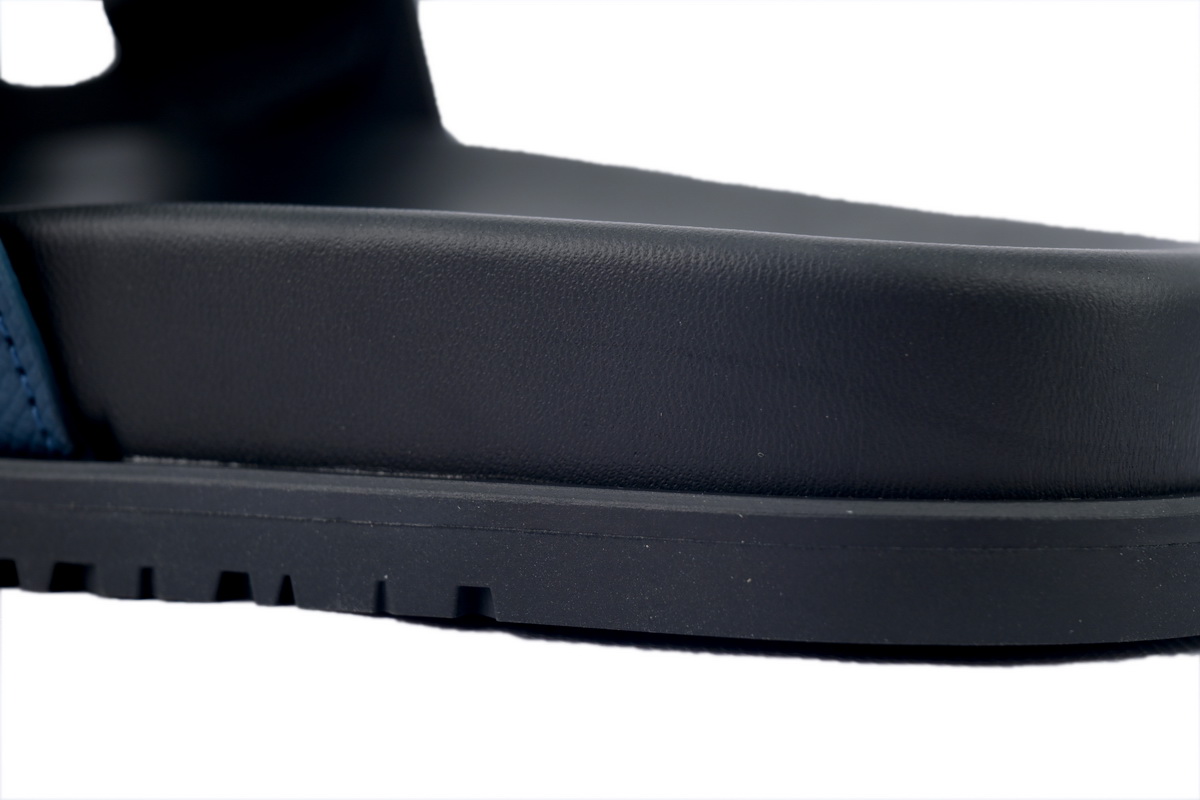 Hermes Calfskin Chypre Sandals Black Blue