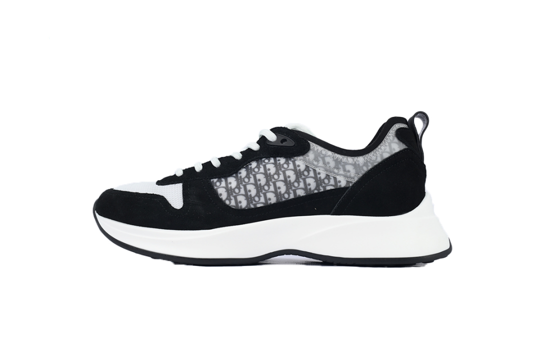 Dior B25 Runner Black Suede White Technical Mesh Oblique Canvas 3SN259YUH_H960