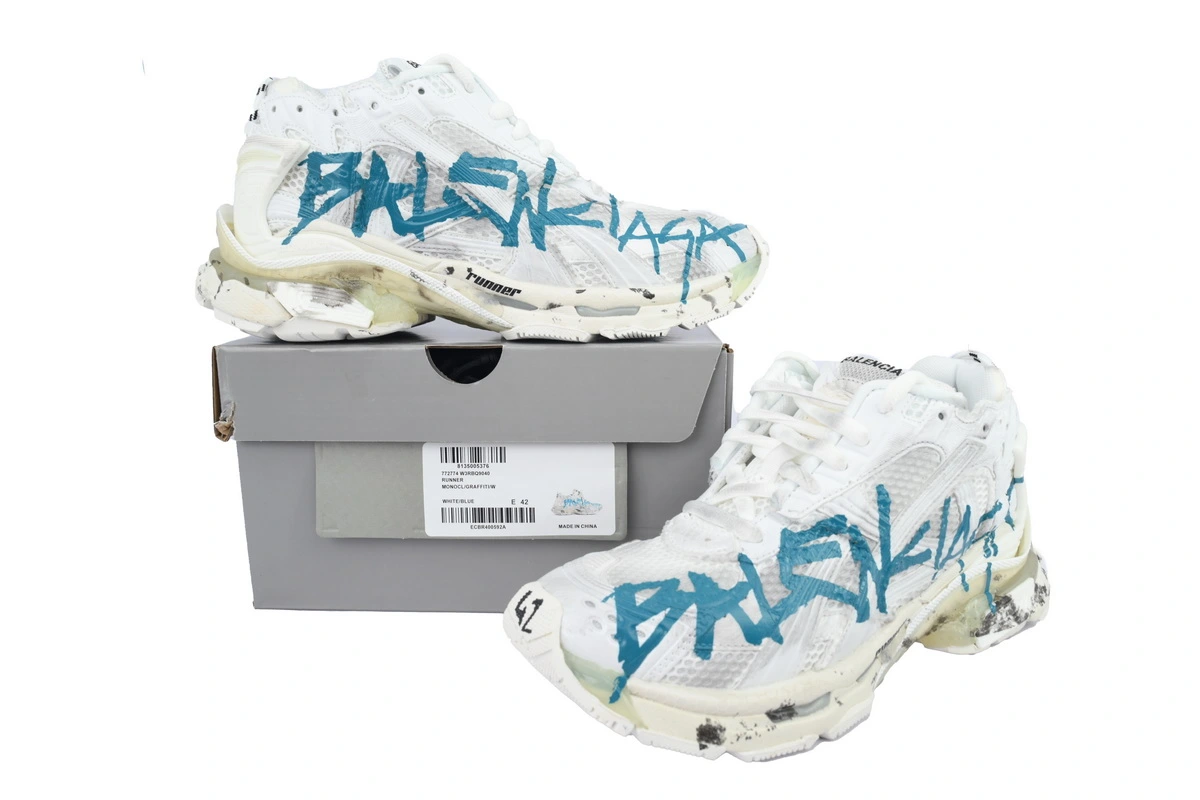 Balenciaga Runner Sneaker Graffiti-White Blue 772774 W3RBQ 9040