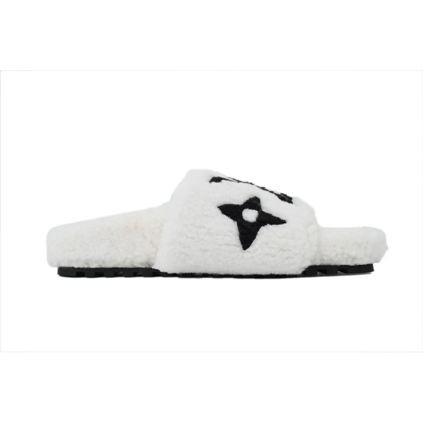 Louis Vuitton Bom Dia Shearling Flate Slippers White