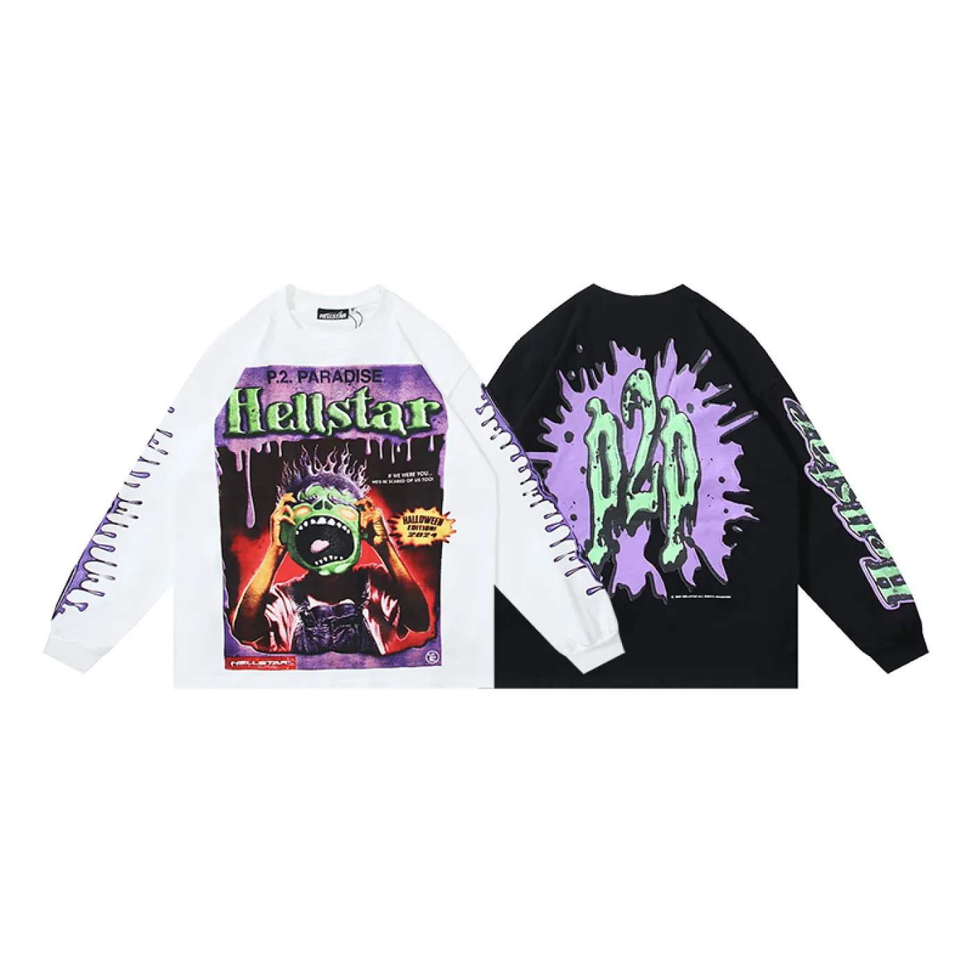 Hellstar Horror Book Long-Sleeve T-Shirt Black White