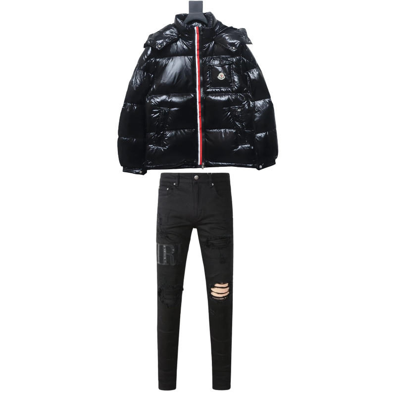 Moncler Montbeliard Down Jacket Black NFC + Amiri Jean 892