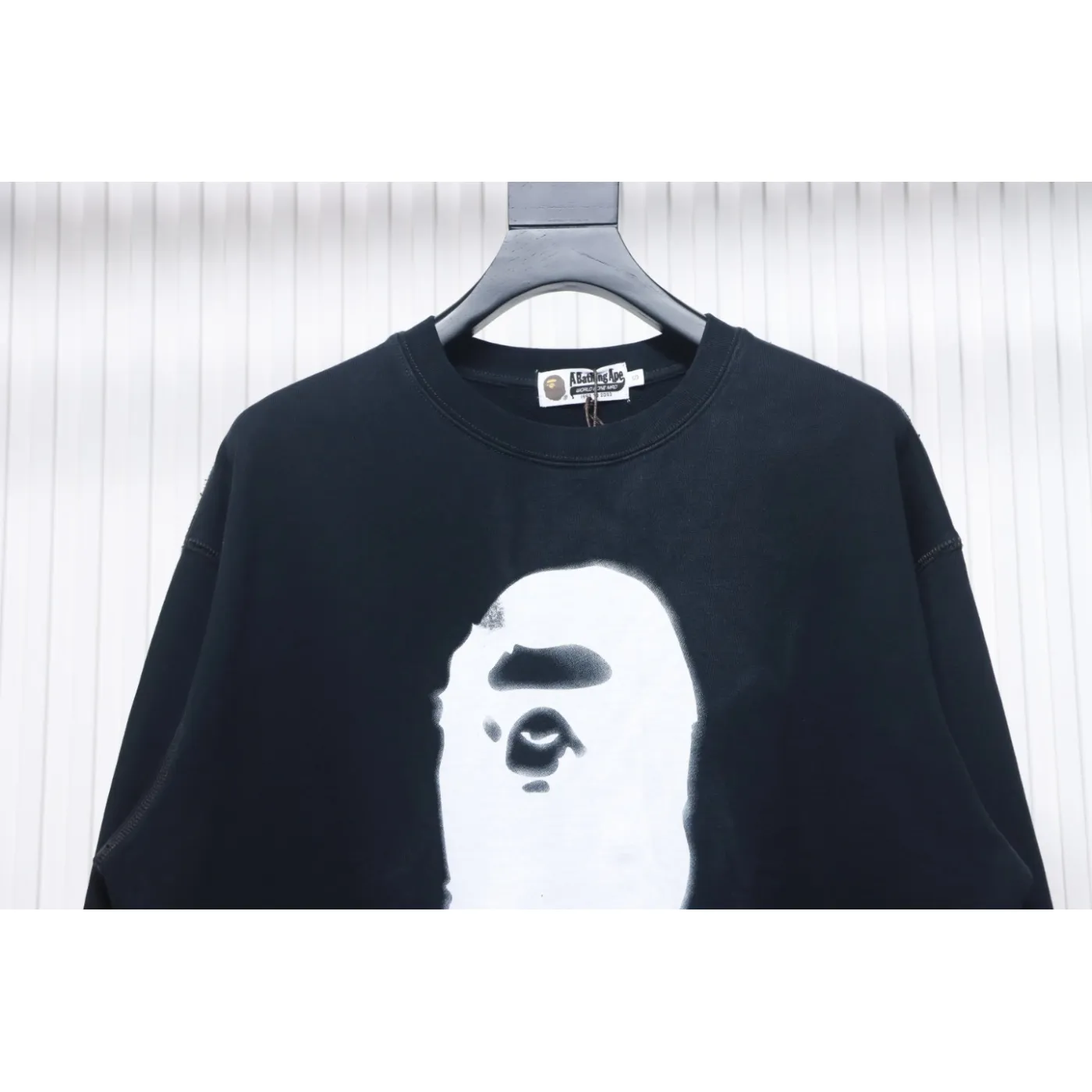 Bape Back Logo Lettering Ape Head Print Sweatshirt Black White