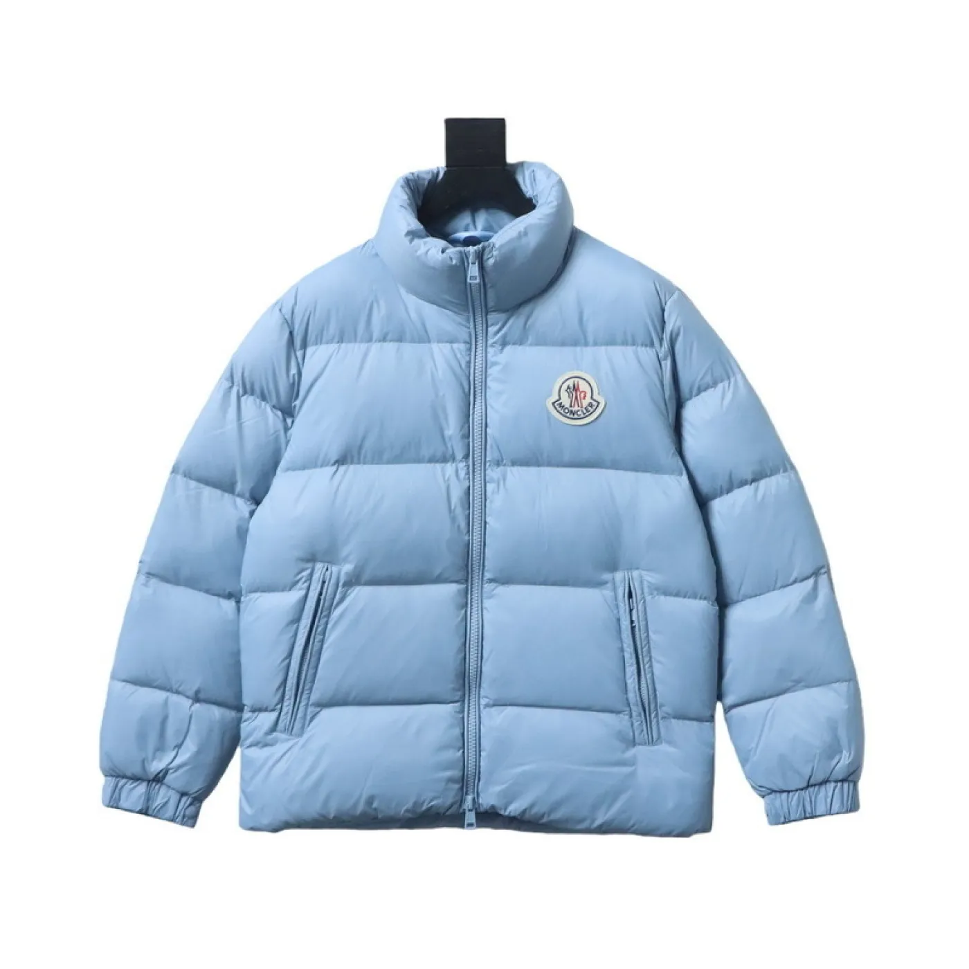 Moncler Patch Zippered Stand-up Collar Blue Down Jacket
