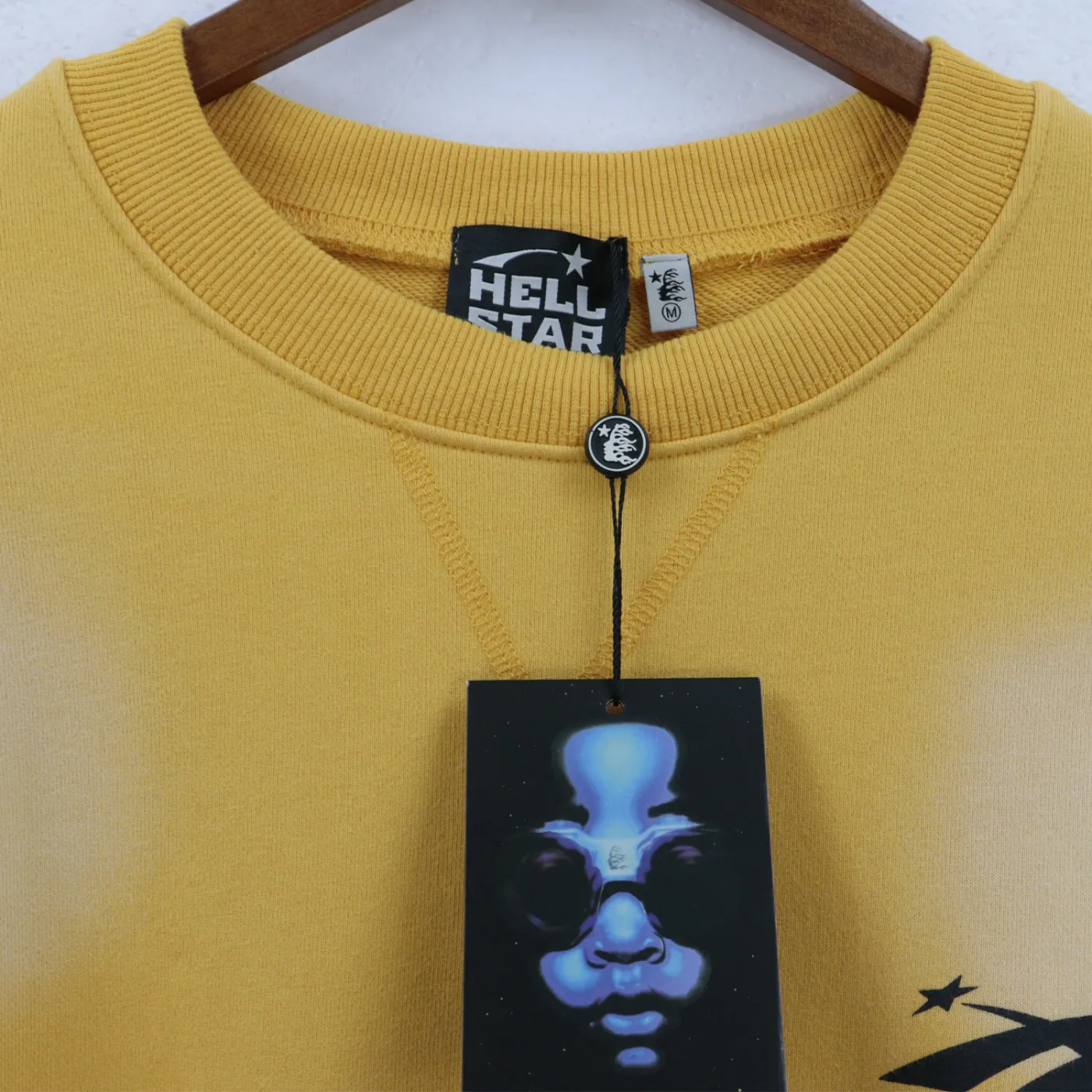 Hellstar Terry Fabric Crewneck Hoodie Yellow/White