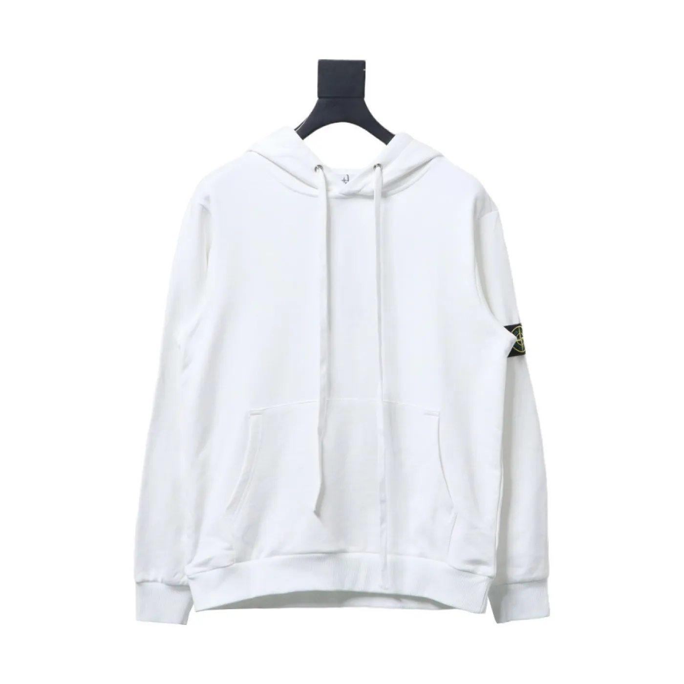 Stone Island Classic Logo Sleeve Patch Hoodie White