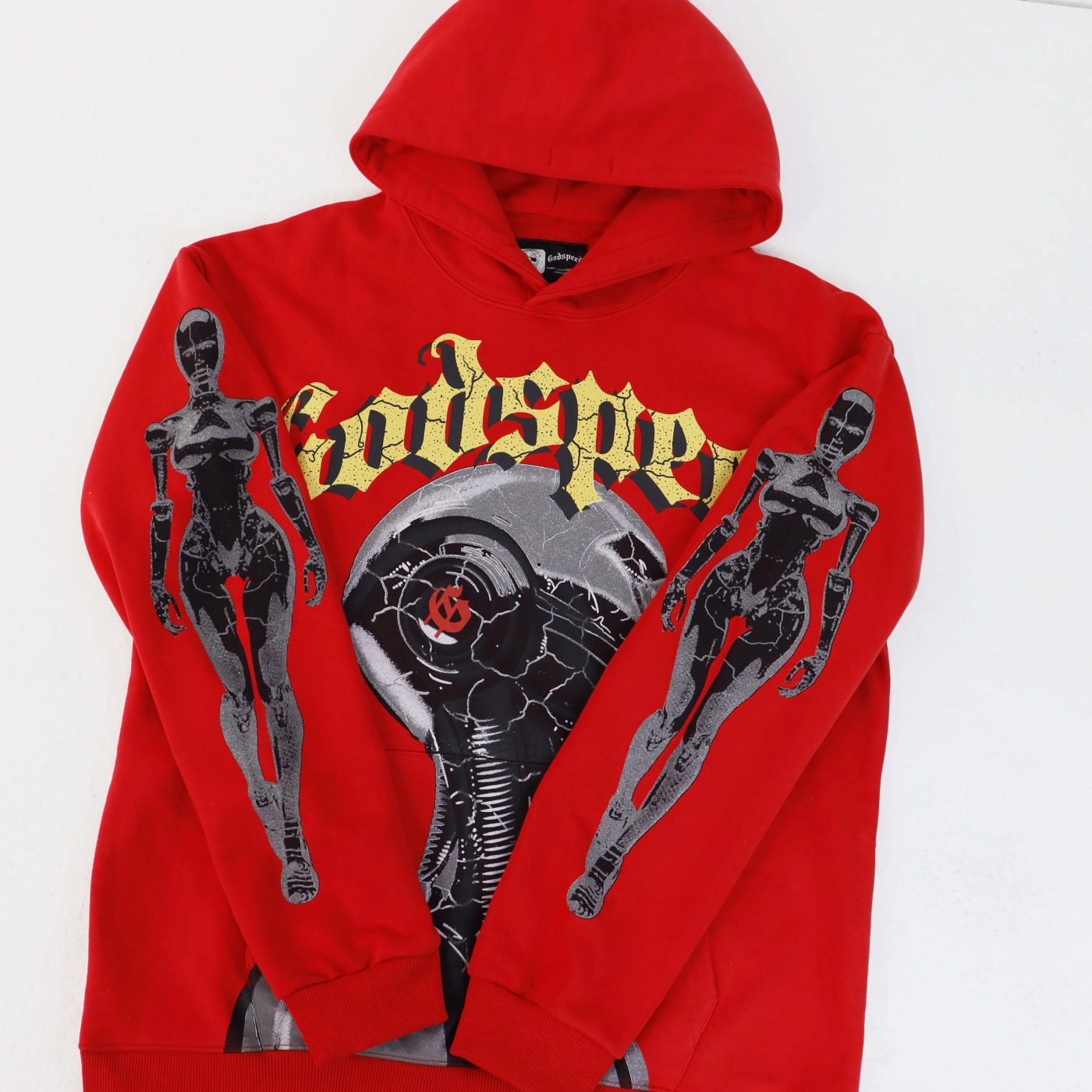 Godspeed Robot Print Hoodie Washed Red