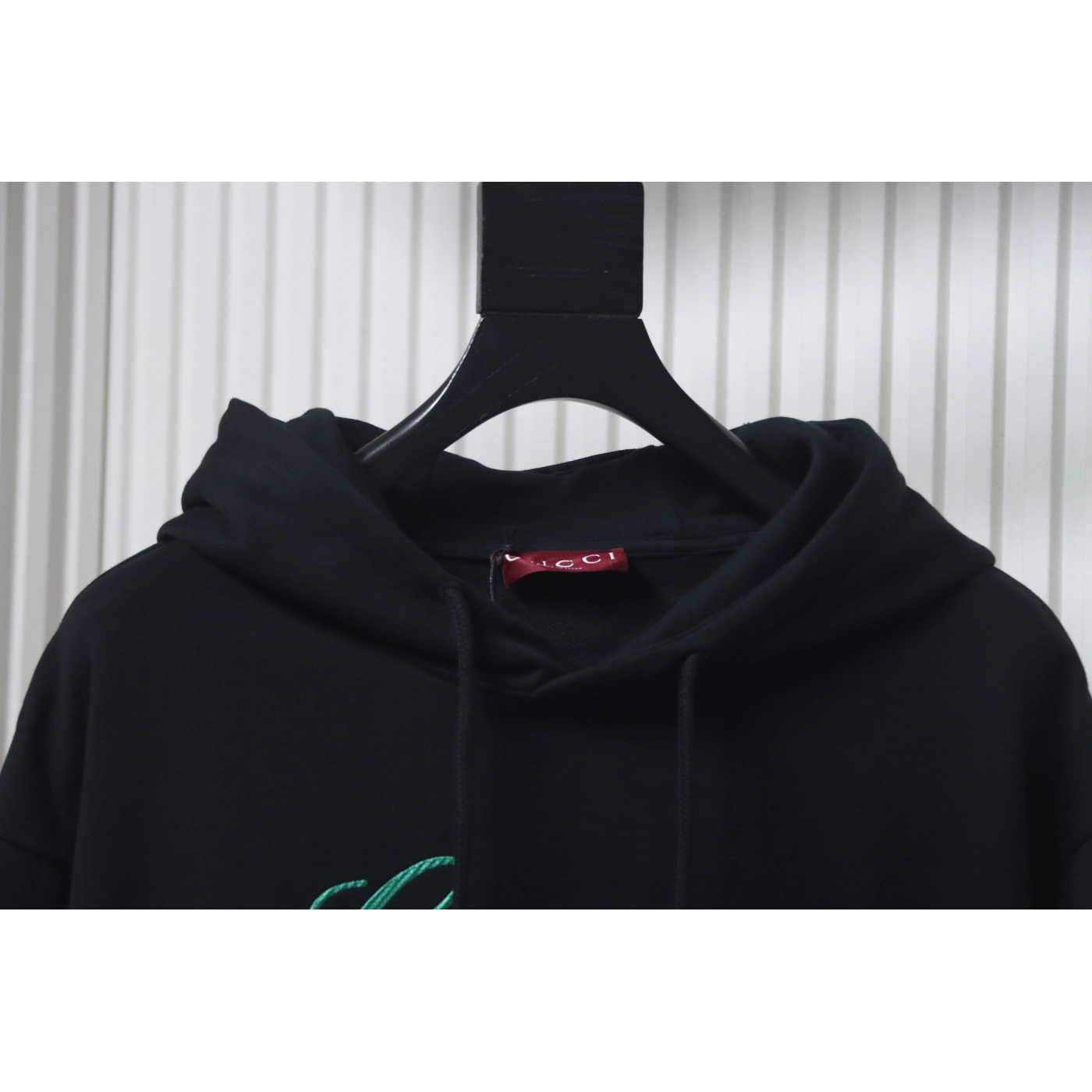 Gucci Musical Note Signature Logo Letter Embroidered Hoodie Black