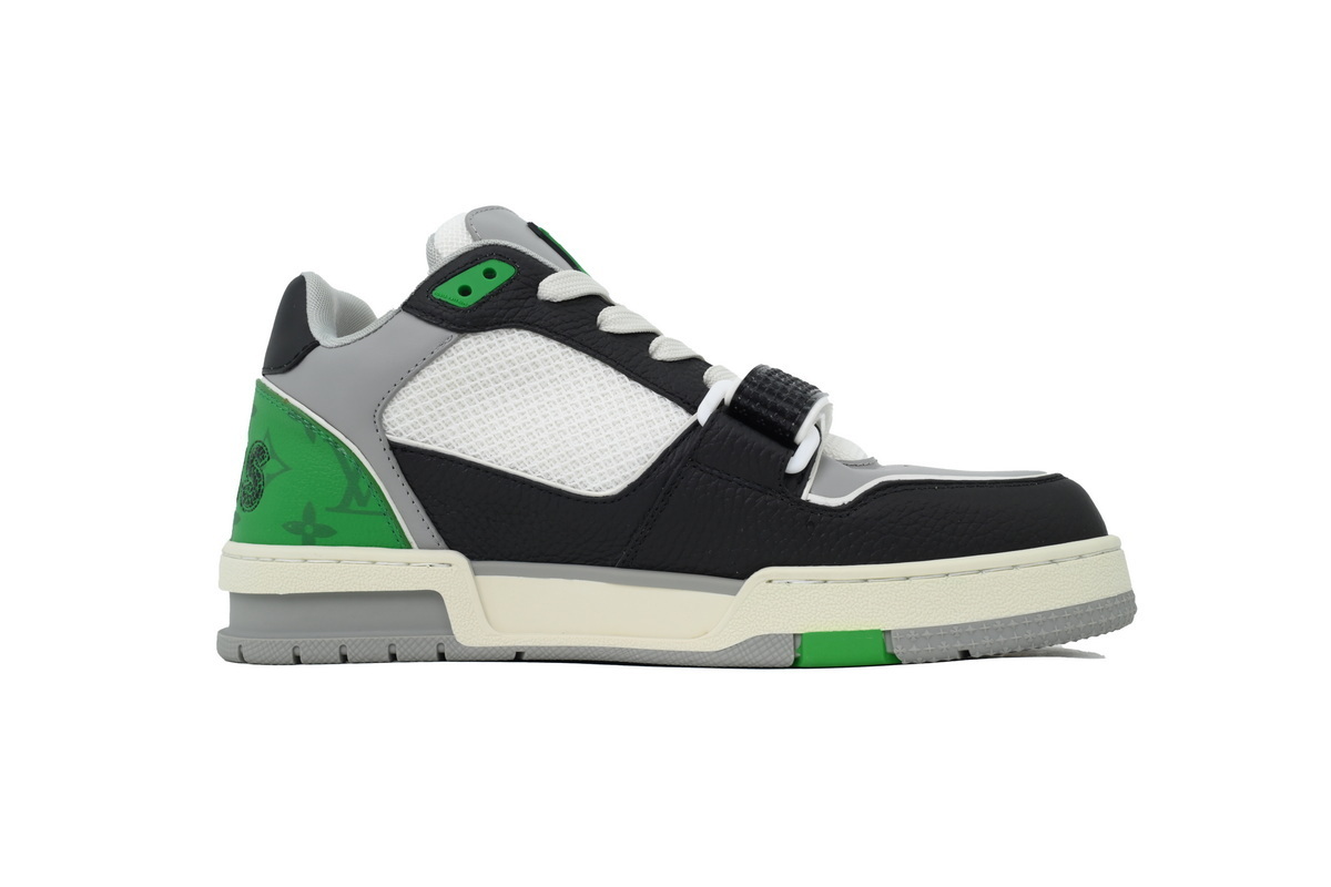 Louis Vuitton LV Trainer Monogram strap Black White Green