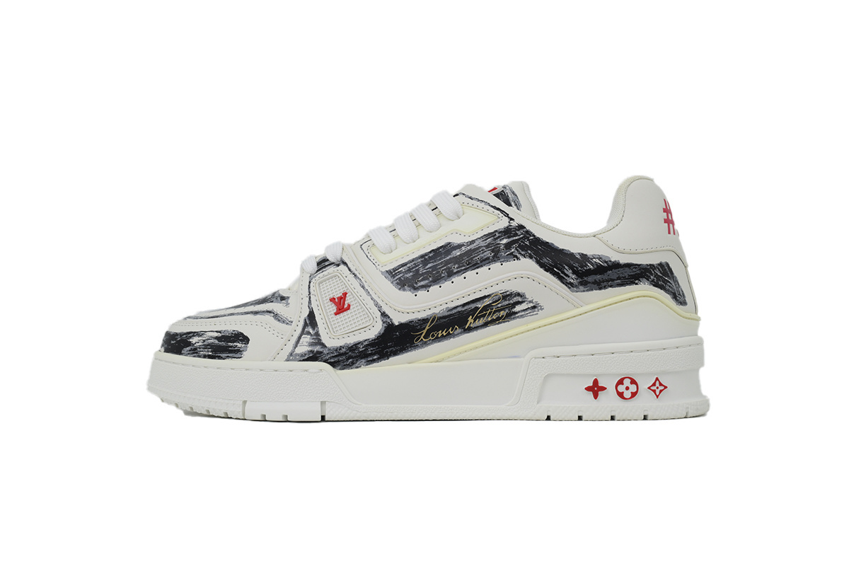 Louis Vuitton Trainer Colored-In Motif White Black