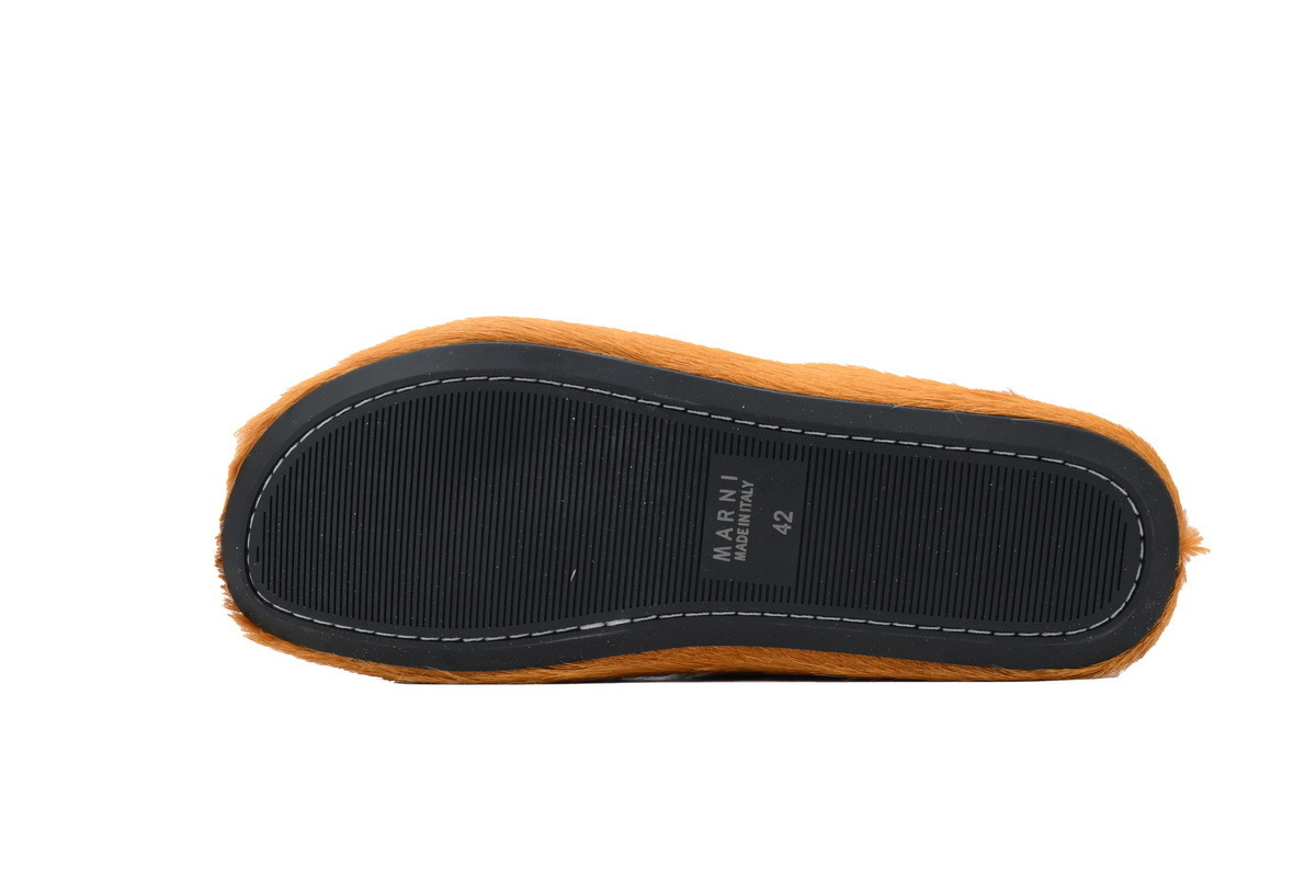 Marni Loafers Long-hair Calfskin Fussbett Yellowish Brown Slippers