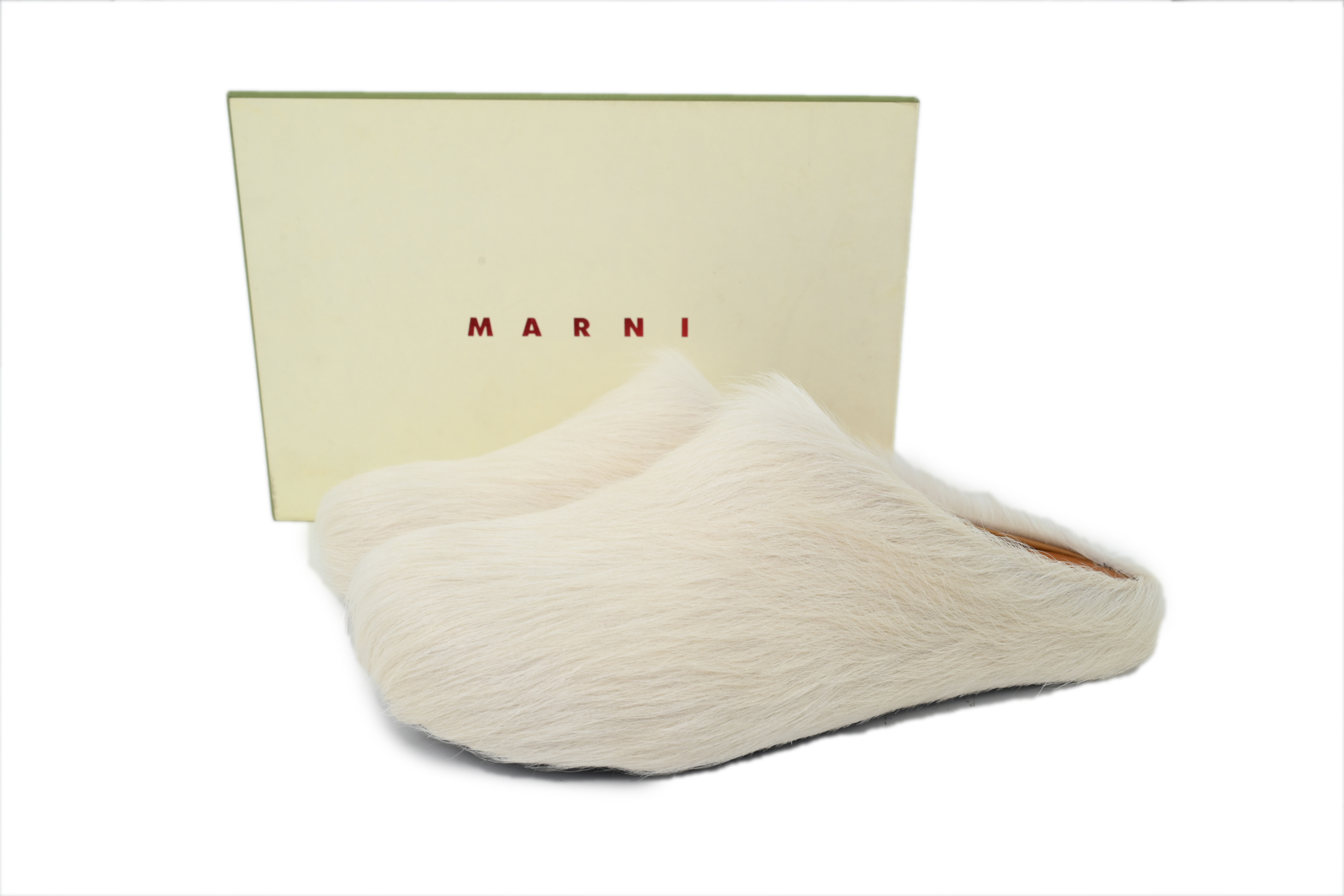 Marni Loafers Long-hair Calfskin Fussbett White Slippers