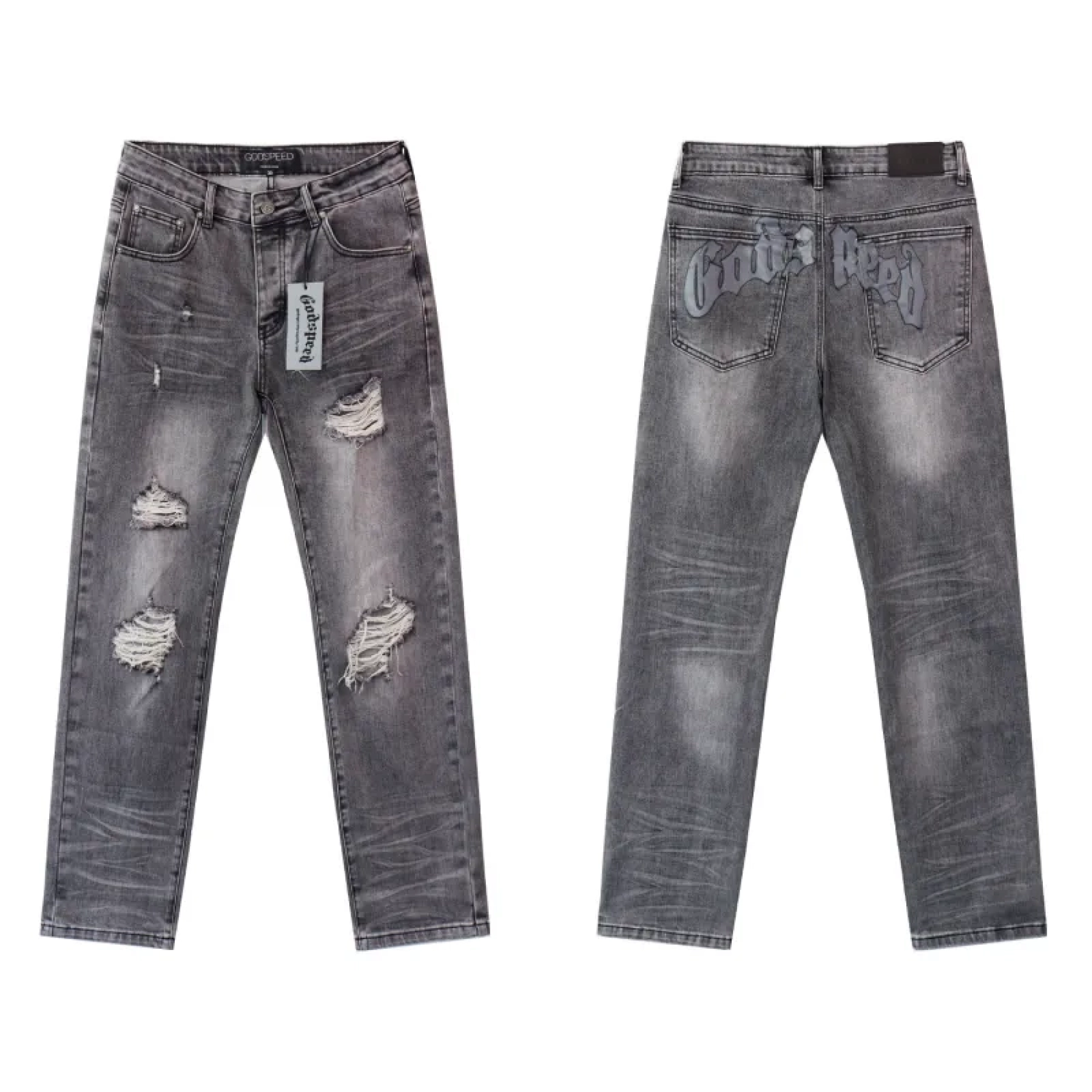 Godspeed Grand Slam Hoodie Bone+ Godspeed Casual Comfort Holes Straight Jeans Smoky Gray